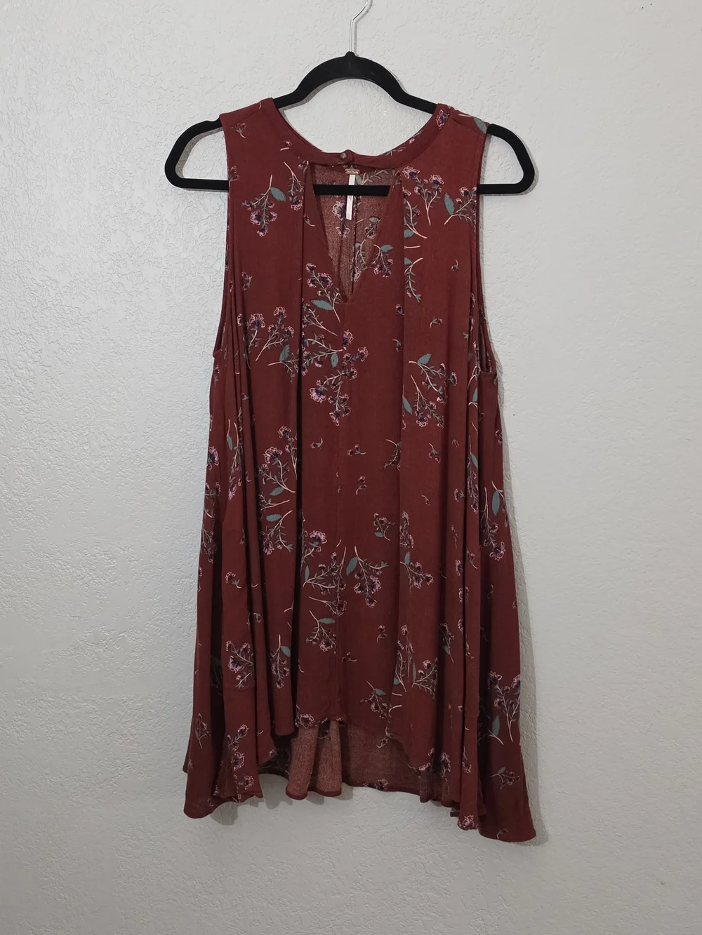 Free People Tree Swing Tank Top Crimson Sleeveless Keyhole Womens Medium - Picture 4 of 10